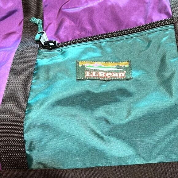 L.L. Bean Purple & Green Duffel Bag With Black Strap - Picture 2 of 8